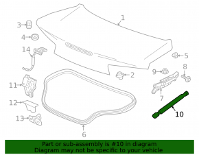 Left trunk lid shock absorber Chevrolet Camaro 16- coupe, type 3