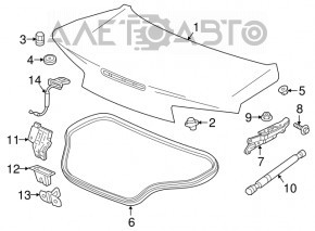 Left trunk lid shock absorber Chevrolet Camaro 16- coupe, type 3