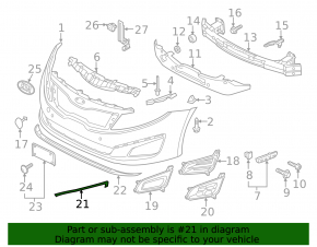 Front bumper molding left Kia Optima 14-15 rest, black gloss