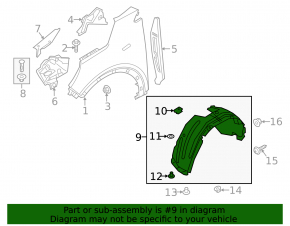 Front left fender liner Kia Sorento 19-20