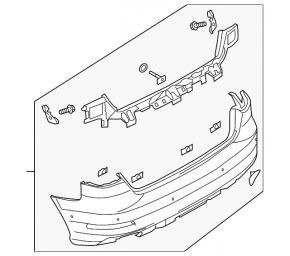 Bare rear bumper for Audi A3 8V 15-16 with parking sensors