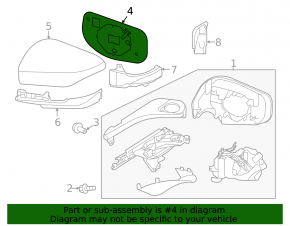 Heated right mirror element for Subaru Legacy 20-25