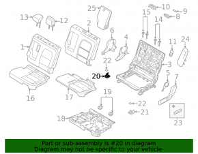 Seat runner trim, 2nd row, left, inner, Ford Escape MK4 20-25, black, with plugs, worn