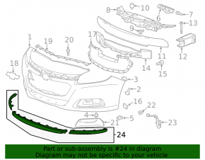 Lip extension front bumper left Chevrolet Malibu 13-15