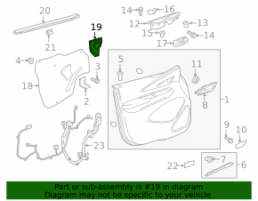 Door-mirror plug, inner, front, right, Chevrolet Bolt 17-