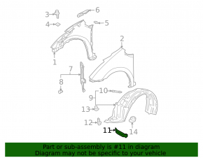Mudguard liner front left Toyota Prius 20 04-09 abrasions