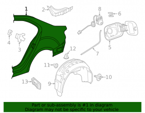 Quarter wing rear left VW Jetta 11-18 USA silver, replaceable panel, non-standard