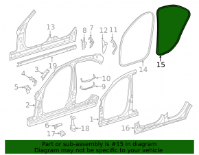 Door seal rear left Mercedes C-class W205 15-21 black