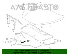 Bracket latch stick support hood Toyota Highlander 14-19