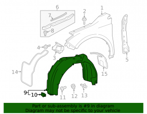 Front left fender liner Toyota Avalon 13-18