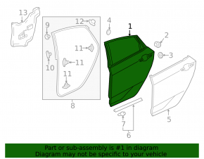 Door assembly rear right Honda Civic X FC 16-21 4d