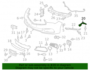 Front bumper mount left Acura TLX 18-20