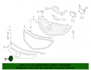 13-18 Acura RDX grill emblem without distance sensor
