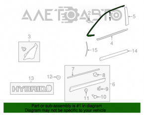 Upper front right door molding for Toyota Highlander 14-19