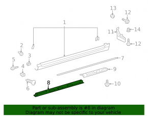 Front left threshold fastener Lexus ES350 07-12 is dented