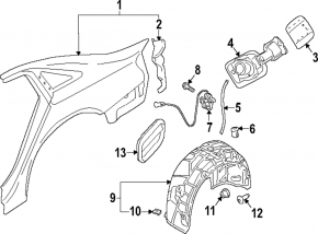 Rear right fender liner for Audi A4 B9 20-25