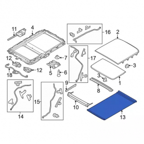 Sunroof curtain Ford Explorer 16-19 black