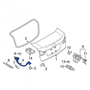 Trunk lid hinge right Ford Fiesta 11-19 4d