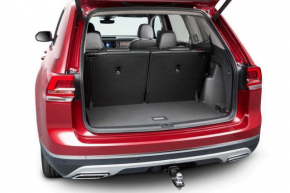 VW Atlas 21-25 rear bumper lip, structured for parking sensors and a towbar