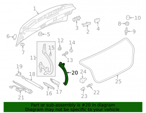 Trunk lid hinge trim left Audi A6 C7 12-18