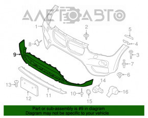 Front Bumper Lip BMW X1 F48 16-19 Structure Without Parking Sensors