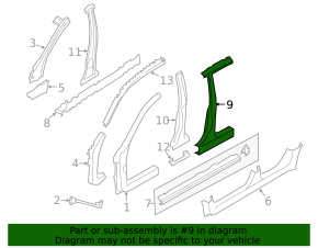 Body pillar center left Subaru Impreza WRX GH 08-11 5d