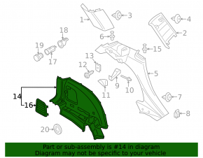 Trunk arch trim lower left Mini Cooper Countryman R60 10-16 black, scratches