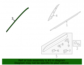 Upper front left door molding for Hyundai Santa FE Sport 13-18 chrome