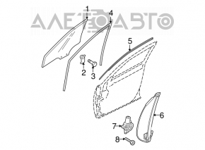 Front left glass seal for Mazda3 MPS 09-13