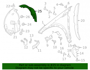 Front left rear mudguard liner for Land Rover Discovery Sport 22-23 rest.