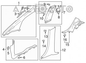 Front pillar trim left Chevrolet Bolt 17-21 gray