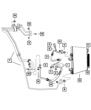 Air conditioning tube condenser-compressor Jeep Compass 11-16 second 2.0 2.4