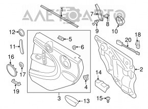 Door trim card rear left Mini Cooper Countryman R60 10-16 black, red insert, scratch