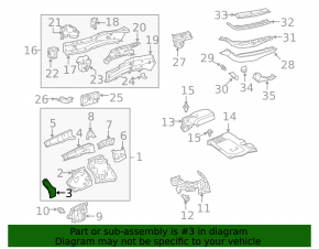 Lower reinforcement for the left wing apron of the Toyota Highlander 2013