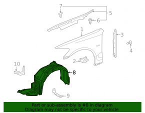 Front left fender liner for Lexus GS350 GS450h 08-11