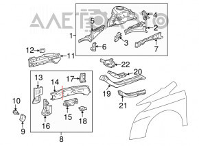 Side member front left Toyota Prius 30 10-15