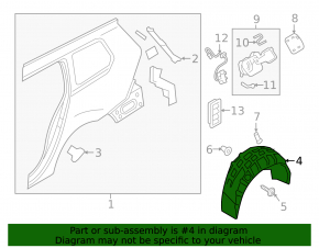 Rear left fender liner VW Golf 17-19 Alltrack