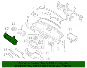 Left front panel trim for Kia Sorento 16-20 black