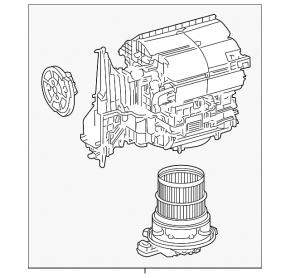 The bare heater housing of a Toyota Rav4 19-25 hybrid with ventilation, white housing