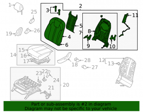 Rear seat backrest, 3rd row, left, Kia Sorento 21-24 HEV, gray leather, perforated, with headrest, dry-cleanable, rear trim is worn