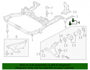 4-piece set of front subframe mounting bolts for Subaru Outback 15-19, 40mm