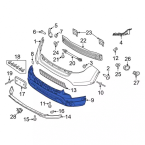 Front bumper lower part Ford Explorer 11-15 prerest without fog lights