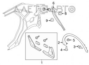 Trunk door trim side right Lincoln MKX 16-18 on the body