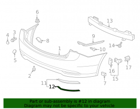 Left rear bumper molding for Acura TLX 15-20