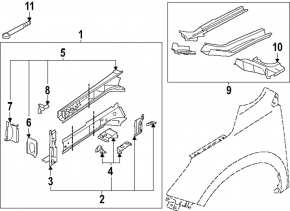 Front left quarter panel for Subaru Forester 25-26