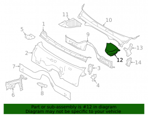 Plastic windshield wiper grille, left, BMW 7 G11 G12 16-22