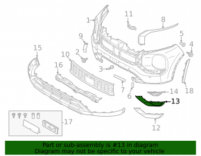 Mitsubishi Outlander 22-25 chrome lower right front bumper molding under fog lights