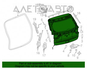 Jeep Compass 17-26mm tinted rear hatch with glass, silver PSC, with spoiler, brake light, and bumpers.