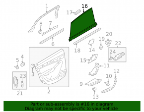 Black rear left door curtain for Audi A4 B8 08-16