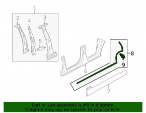 Right door sill seal for Audi Q5 8R 09-17